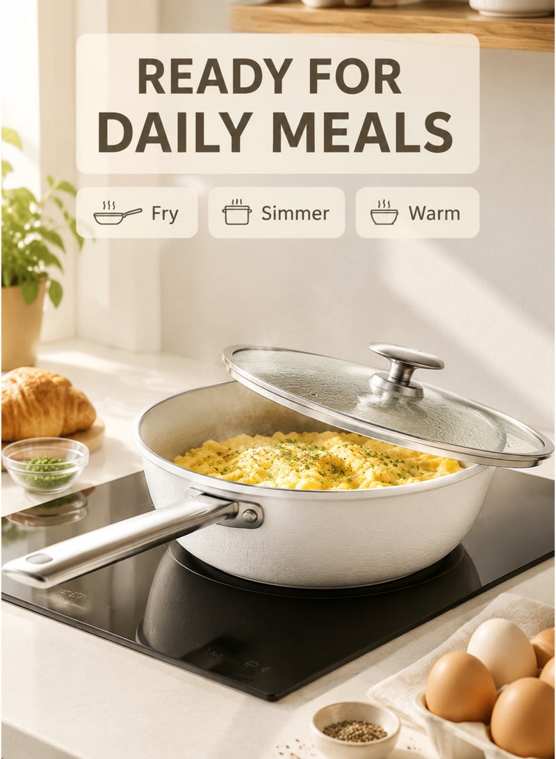 MGC Frying Pan Nonstick Ceramic Frying Pan with Lid, Non Toxic Nonstick Pan Skillet, Healthy Egg Pan Nonstick Omelet Pan Chef's Pan, PTFE PFOA & PFAS Free, Induction Compatible - Image 3