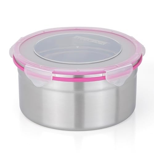 STEELLOCK Stainless Steel Airtight Container with Lid | Leakproof, BPA-Free, Durable Kitchen Storage | Multipurpose Food Storage Containers for Kitchen | SL-1502-set of 1, 1950ml each, Pink - Image 1