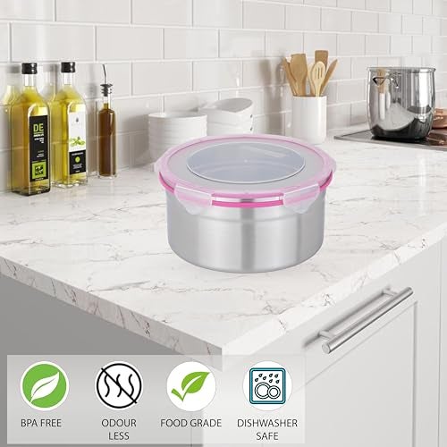 STEELLOCK Stainless Steel Airtight Container with Lid | Leakproof, BPA-Free, Durable Kitchen Storage | Multipurpose Food Storage Containers for Kitchen | SL-1502-set of 1, 1950ml each, Pink - Image 4