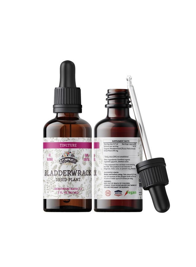 FLORIDA HERBS Bladderwrack Tincture, Organic Bladderwrack Extract (Fucus Vesiculosus) Dried Plant, Non-GMO in Cold-Pressed Organic Vegetable Glycerin 2 Oz, 670 mg - Image 1