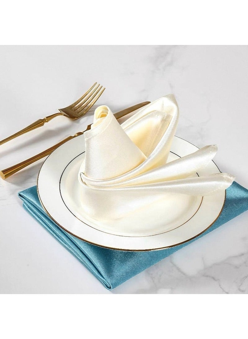 20PCS Satin Napkins, Square Table Napkins,43*43cm Soft Napkins Elegant Silk Napkins, Placemats, Soft and Smooth Fabric Washable Napkins,Suitable for Parties, Weddings, Dinners, High-End Hotels (Ivory) - Image 4