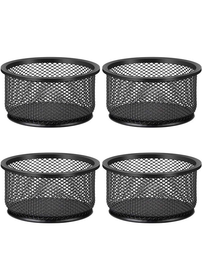 MaxGear Paper Clip Holder, Stackable Paper Clip Holder For Desk, 4 Pack Metal Mesh Paperclip Holders With Non-Slip Eva Pad, Paper Clip Organizer For Desk Office Binder Clip Holder, Black - Image 1