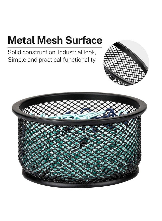MaxGear Paper Clip Holder, Stackable Paper Clip Holder For Desk, 4 Pack Metal Mesh Paperclip Holders With Non-Slip Eva Pad, Paper Clip Organizer For Desk Office Binder Clip Holder, Black - Image 5