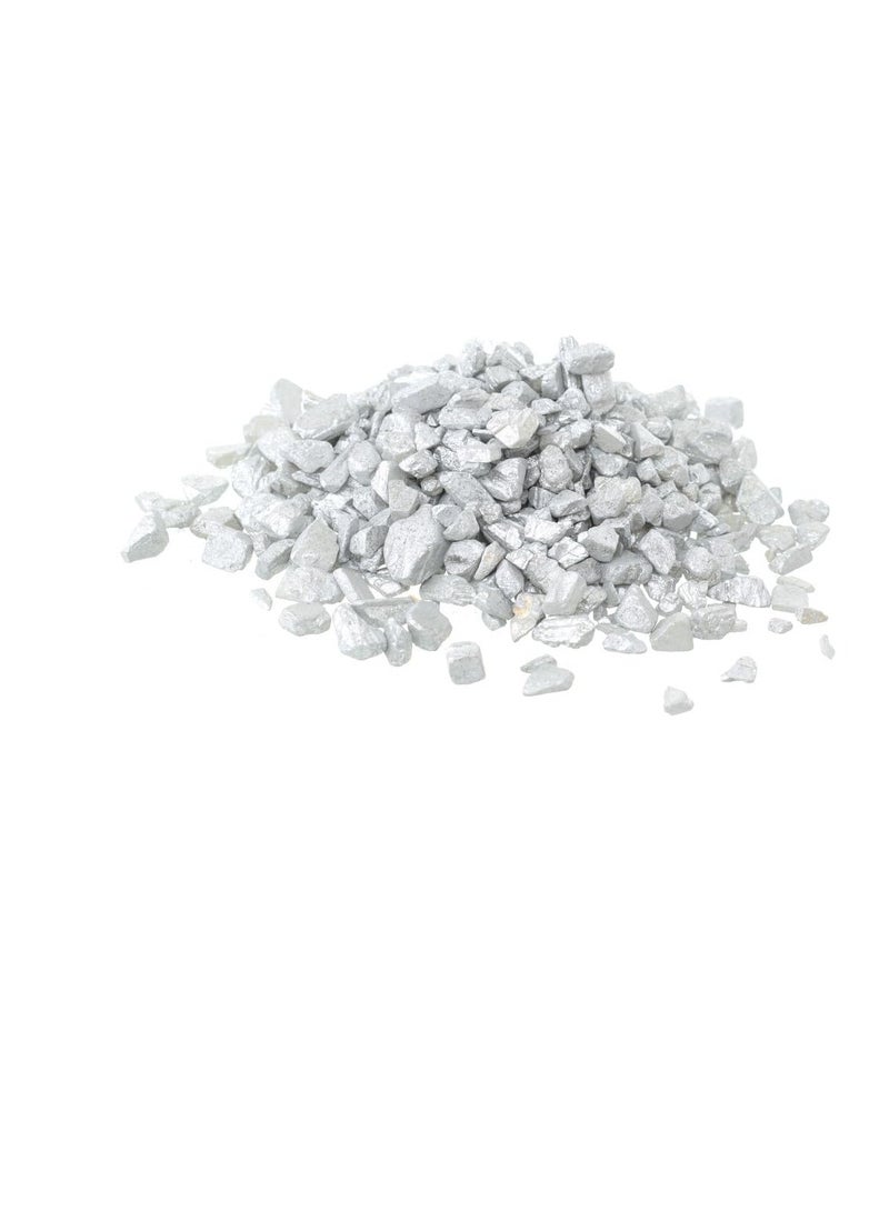 نباتات البستنة الصغيرة المحفوظة بوعاء للنباتات، ديكور المنزل DIY، حصى حوض السمك، حشوات المزهرية، حديقة الجنيات، المناظر الطبيعية الحجارة في الهواء الطلق 1 حزمة (700 غرام) الديكور الخارجي - فضي