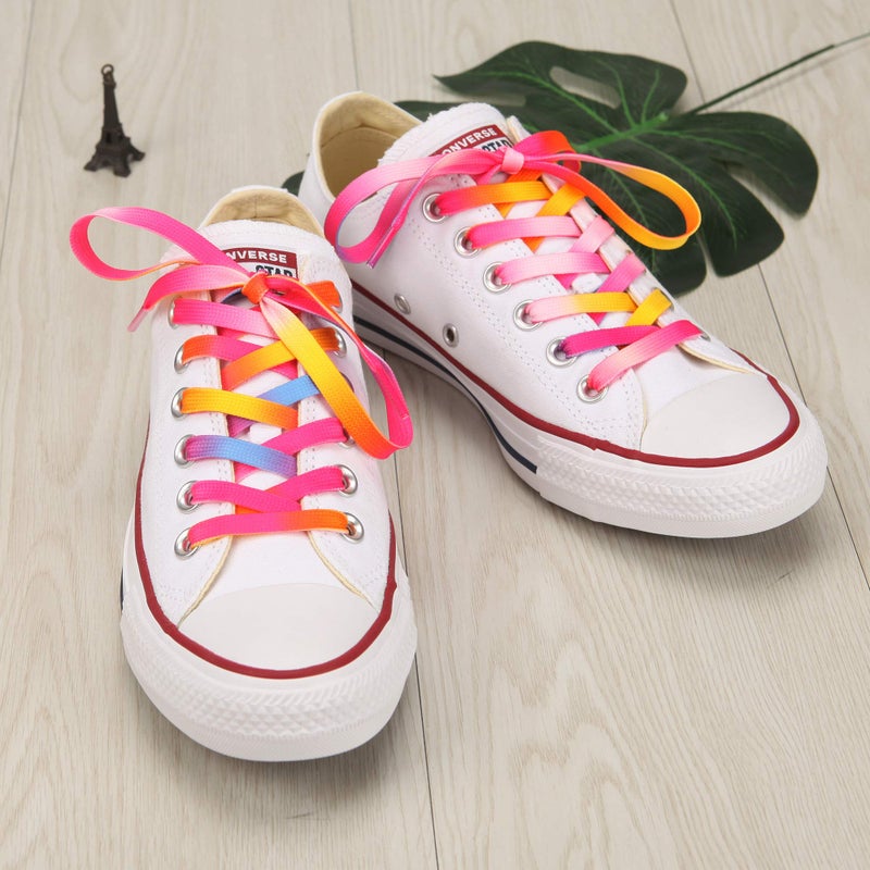 5Chaos Rainbow Fun Shoelaces for Kids, Girls and Women, Colorful Pastel Shoe Laces with Metal Aglets 1 Pair (39" (100CM), Rainbow Pink) - Image 4