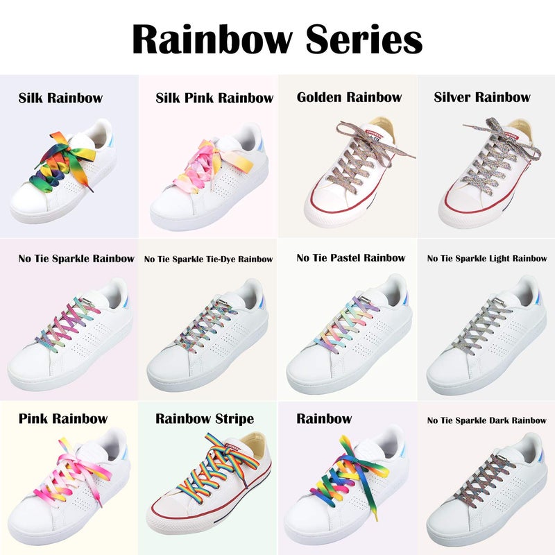 5Chaos Rainbow Fun Shoelaces for Kids, Girls and Women, Colorful Pastel Shoe Laces with Metal Aglets 1 Pair (39" (100CM), Rainbow Pink) - Image 5