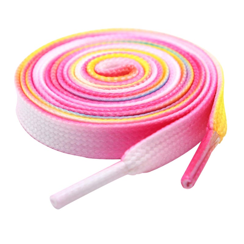 5Chaos Rainbow Fun Shoelaces for Kids, Girls and Women, Colorful Pastel Shoe Laces with Metal Aglets 1 Pair (39" (100CM), Rainbow Pink) - Image 1