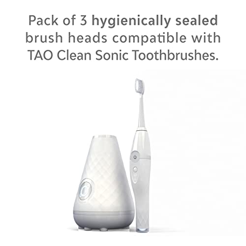 TAO Clean Sonic Electric Toothbrush Replacement Heads (3-Pack) – Replacement Heads for the TAO Clean Electric Toothbrush and Docking Station, White - Image 4
