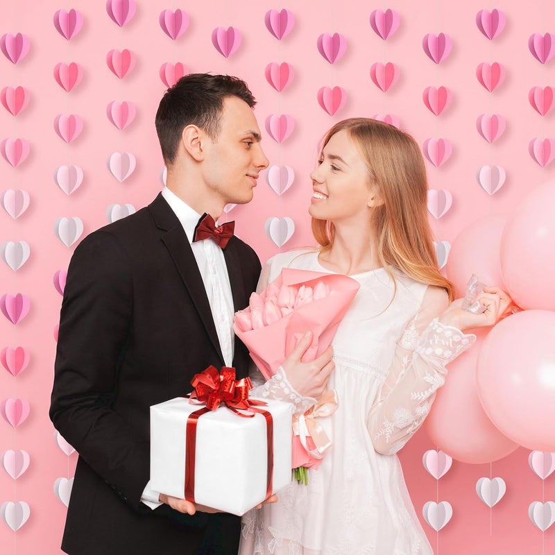 Epakh إيباخ 12 قطعة زينة قلوب 3D لعيد الحب بطول 57 قدم زينة حائط عيد الحب لاحتفالات غالنتين الزفاف الفصل الدراسي عيد الميلاد تدرج وردي - Image 4