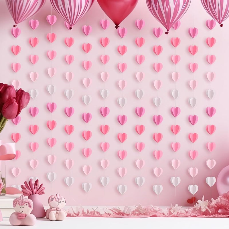 Epakh إيباخ 12 قطعة زينة قلوب 3D لعيد الحب بطول 57 قدم زينة حائط عيد الحب لاحتفالات غالنتين الزفاف الفصل الدراسي عيد الميلاد تدرج وردي - Image 5