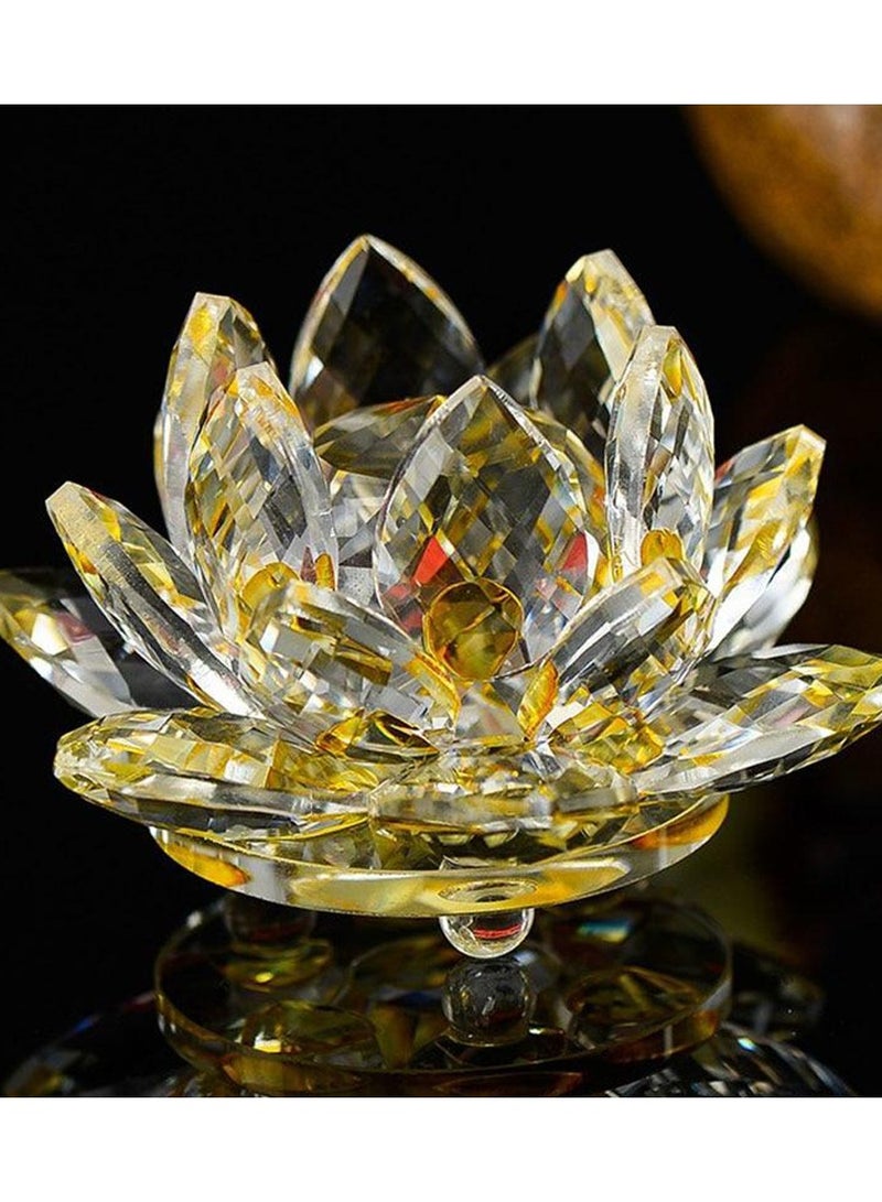 Julia Store Clear Crystal Lotus, Sparkle Crystal Flower, Hue Reflection, Glittering,Purity, Good Fortune,Wisdom,Feng Shui Ornaments,Home Decor,Party,Photography (5.5"/14cm, Yellow)  - Image 2