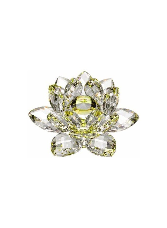 Julia Store Clear Crystal Lotus, Sparkle Crystal Flower, Hue Reflection, Glittering,Purity, Good Fortune,Wisdom,Feng Shui Ornaments,Home Decor,Party,Photography (5.5"/14cm, Yellow)  - Image 1