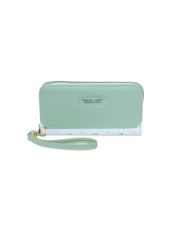 Valerie Valerie Women Wallet Wallet for Women and Girls | zipper wallets leather credit card holder (Floral_Green)  - Image 1