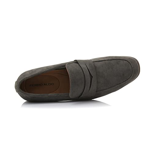 Ferro Aldo Dylan Men's Classic Penny Loafer | Slip-on Dress Shoe in Vegan Suede for Business, Formal & Casual | MFA19671 | in Fossil Grey Suede, Size 12 - Image 4