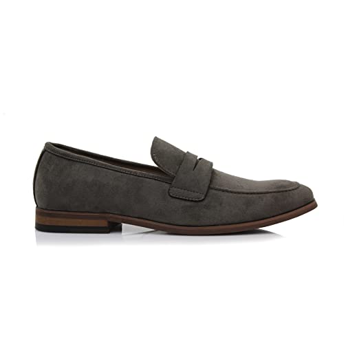 Ferro Aldo Dylan Men's Classic Penny Loafer | Slip-on Dress Shoe in Vegan Suede for Business, Formal & Casual | MFA19671 | in Fossil Grey Suede, Size 12 - Image 2