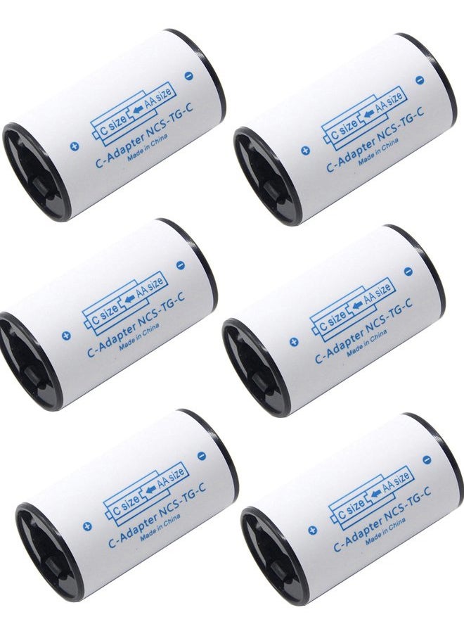 Lampvpath LAMPVPATH (Pack of 6) C Battery Adapter, AA to C Battery Adapter Converter Spacer, C Size Battery Adapter  - Image 1