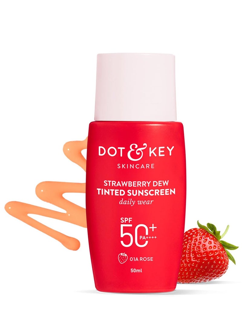 Dot & Key Strawberry Dew Tinted Sunscreen SPF 50+ Pa++++ - 01A Rose In-Vivo Tested | Protection Against UVA & UVB | Broad Spectrum, Water & Sweat resistant | For All Skin Types | 50ml - Image 1