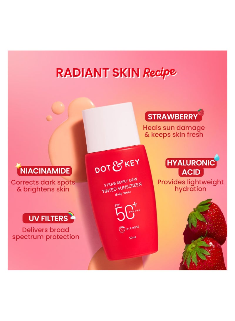 Dot & Key Strawberry Dew Tinted Sunscreen SPF 50+ Pa++++ - 01A Rose In-Vivo Tested | Protection Against UVA & UVB | Broad Spectrum, Water & Sweat resistant | For All Skin Types | 50ml - Image 4