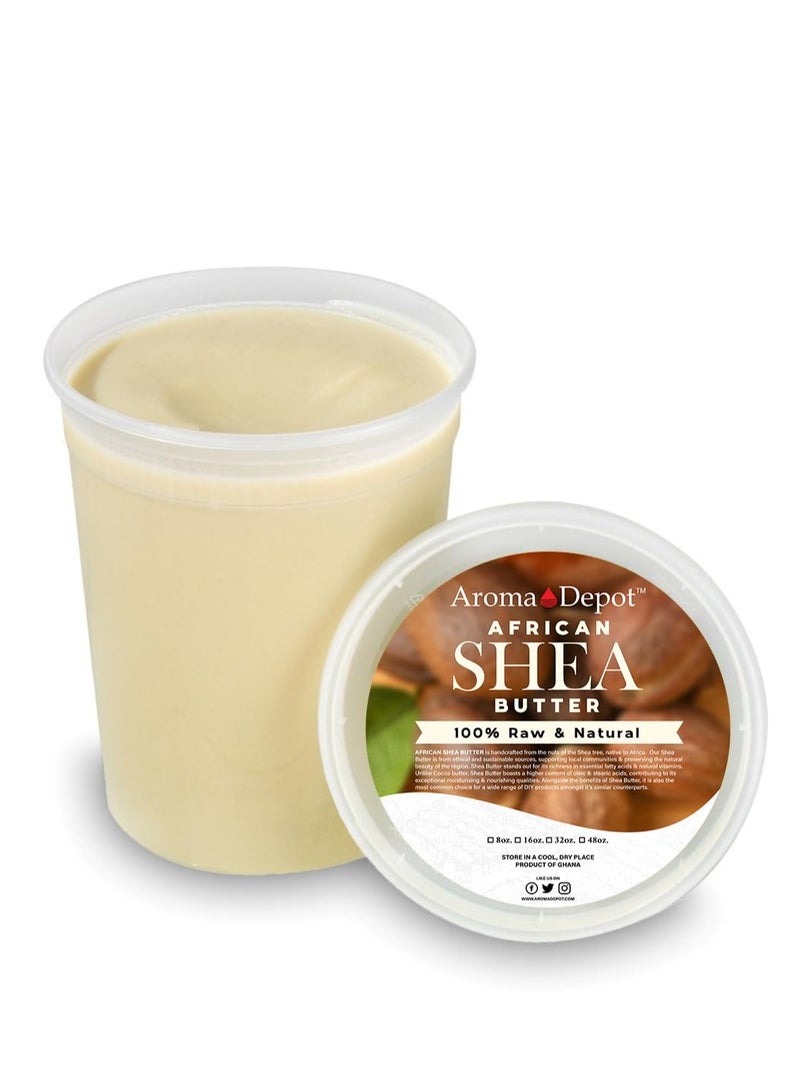 Aroma Depot Raw African Shea Butter 32 oz Ivory/White Grade A 100% Pure Natural Unrefined Fresh Moisturizing, Ideal for Dry and Cracked Skin. It can be used in Body, Hair and Face. - Image 1