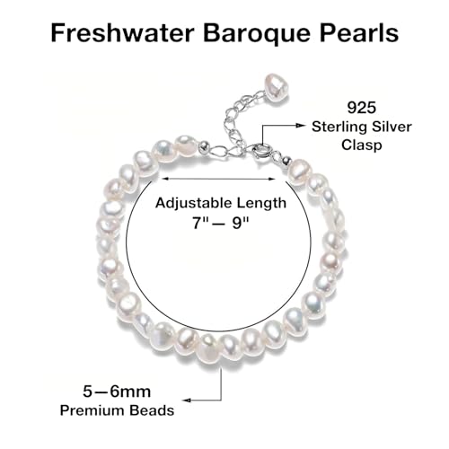 HENGSHENG Natural Baroque Pearls Link Bracelets for Women Freshwater Cultured Pearls Strand Bracelets Handpicked Pearl Elegant Jewelry - White - Image 3