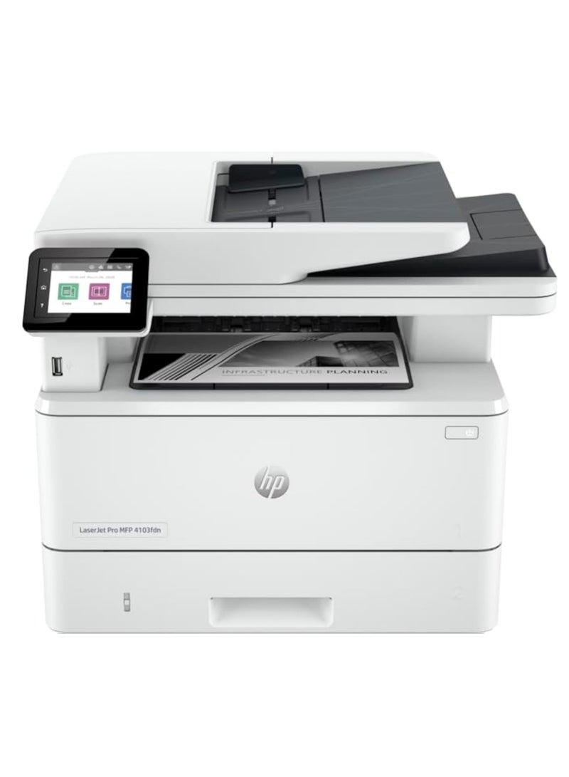 HP طابعة HP LaserJet Pro MFP 4103fdn (2Z628A)، طباعة، نسخ، مسح، فاكس، أبيض - Image 4