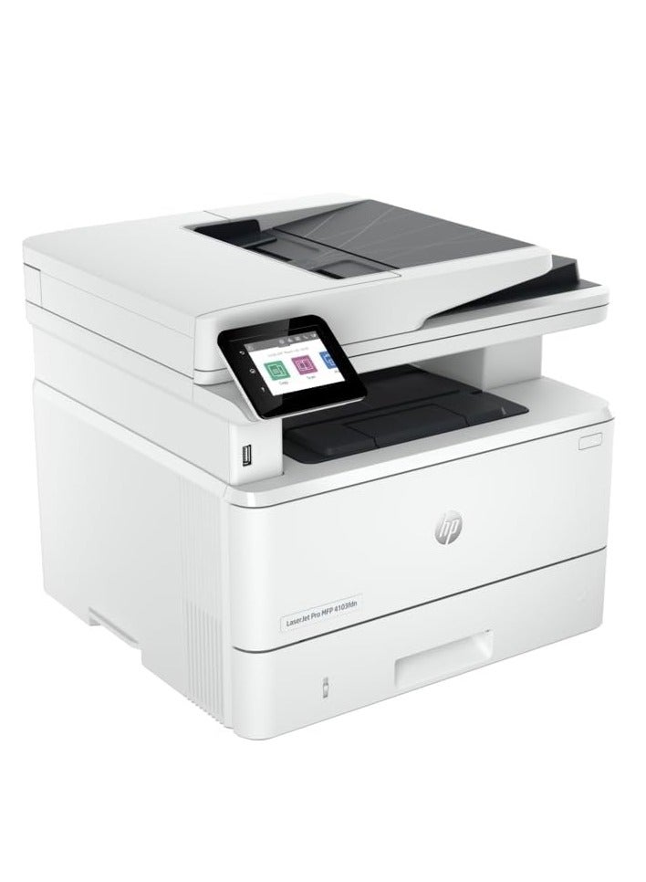 HP طابعة HP LaserJet Pro MFP 4103fdn (2Z628A)، طباعة، نسخ، مسح، فاكس، أبيض - Image 2