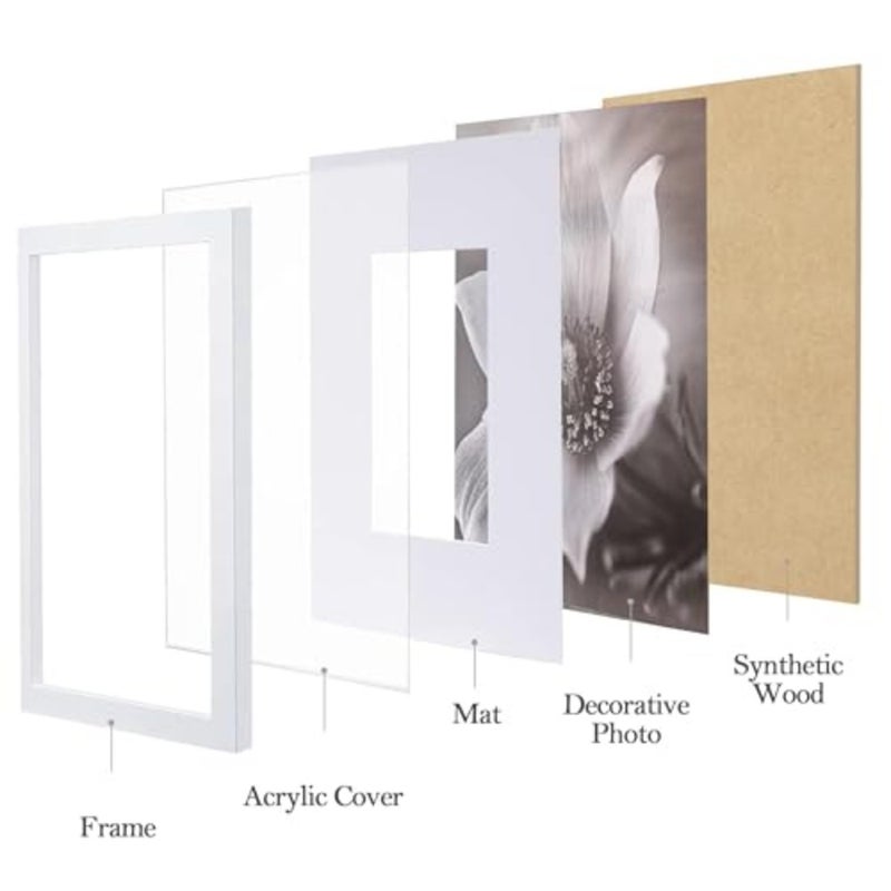 12x12 Picture Frames Set of 9, Classic Gallery Wall Frame Set Displays 8x8 Photo with Mat or 12x12 No Mat, Square Picture Frames Collage Wall Decor, White Home Decor for Hanging - Image 2