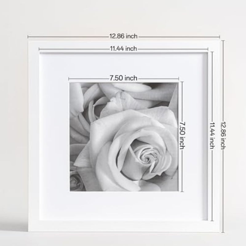 12x12 Picture Frames Set of 9, Classic Gallery Wall Frame Set Displays 8x8 Photo with Mat or 12x12 No Mat, Square Picture Frames Collage Wall Decor, White Home Decor for Hanging - Image 3