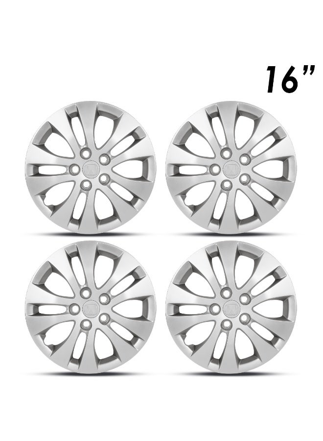 Honda 16 Inch Honda Accord 2016-17 Wheel Covers Set of 4 – Universal ABS Hubcaps for Cars & SUVs, Snap-On Fit, Durable Fiber Construction, Retention Ring Lock, Scratch-Resistant, Fade-Proof, Easy Installation, Stylish Silver Finish - 2k-HD-1702 - Image 1
