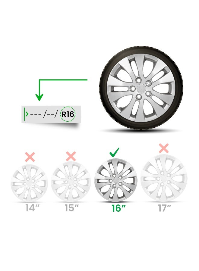 Honda 16 Inch Honda Accord 2016-17 Wheel Covers Set of 4 – Universal ABS Hubcaps for Cars & SUVs, Snap-On Fit, Durable Fiber Construction, Retention Ring Lock, Scratch-Resistant, Fade-Proof, Easy Installation, Stylish Silver Finish - 2k-HD-1702 - Image 5