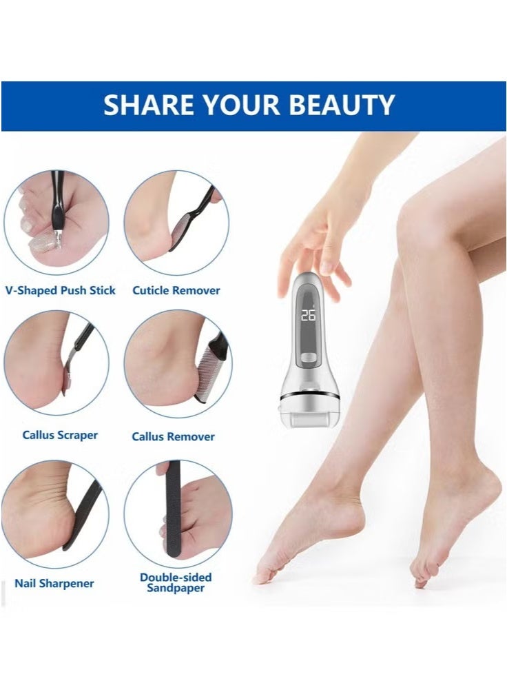 18 Pcs Foot Scrubber for Dead Skin, Get Smooth Feet at Home with Electric Callus Remover for Feet, Rechargeable Electric Foot Callus Remover for Cracked Heels, 30+ Foot Scrub Salon Procedures
