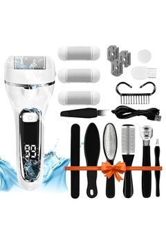 spa luxetique 18 Pcs Foot Scrubber for Dead Skin, Get Smooth Feet at Home with Electric Callus Remover for Feet, Rechargeable Electric Foot Callus Remover for Cracked Heels, 30+ Foot Scrub Salon Procedures  - Image 1