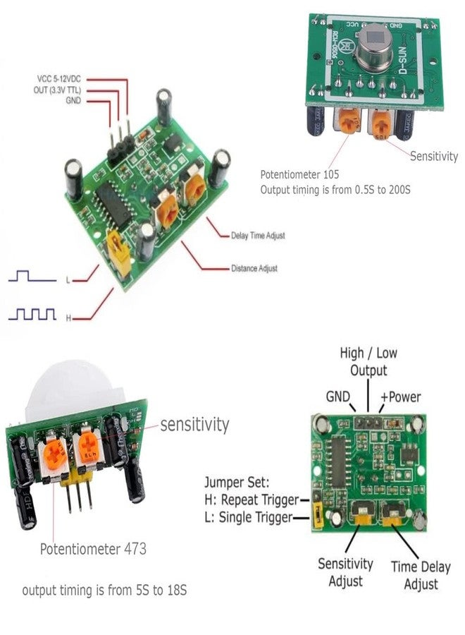 StemeduHC-SR501 PIR Sensor Infrared IR Body Motion Module for Arduino Raspberry Pi(Pack of 5pcs) - Image 2