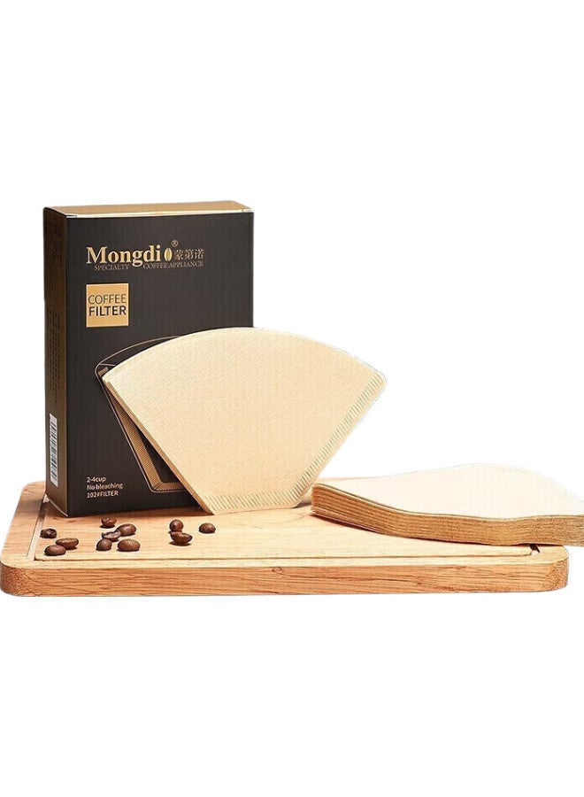Mongdio Coffee Filter Paper, Fan-Shaped Drip-Style American Coffee Maker, Pour-Over Coffee Filter Paper, 102 Type, 100 Pieces - Image 1