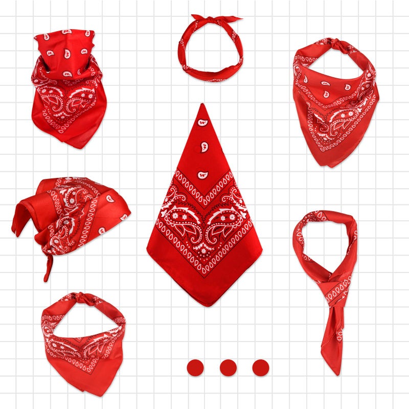 NACHLYNN 10pcs Paisley Bandanas Assorted Bandanas Cowboy Polyester Headbands Square Scarf Headwear (10, Red) - Image 4