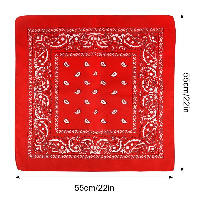 NACHLYNN 10pcs Paisley Bandanas Assorted Bandanas Cowboy Polyester Headbands Square Scarf Headwear (10, Red) - Image 2