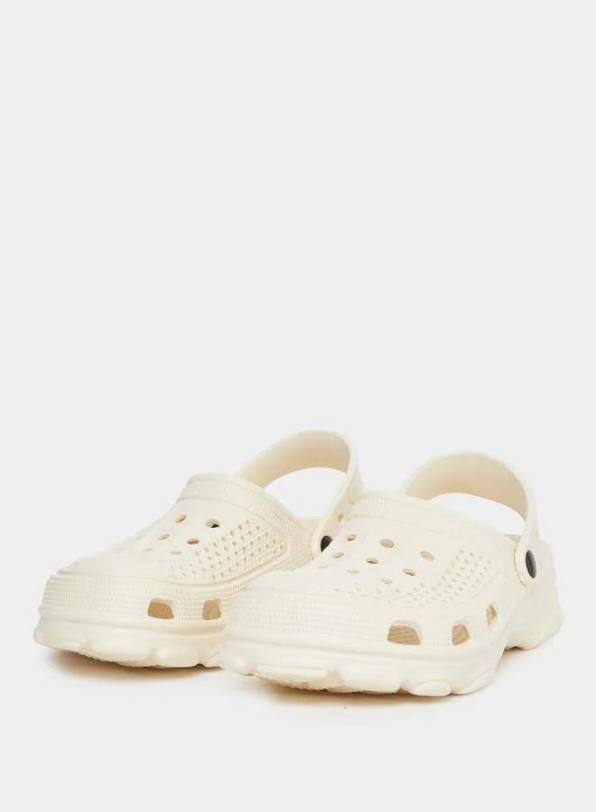 Take Two Take Two Vamp Perforated Solid Heel Strap Clogs