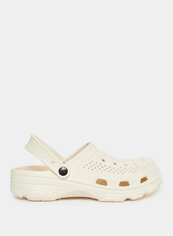 Take Two Take Two Vamp Perforated Solid Heel Strap Clogs