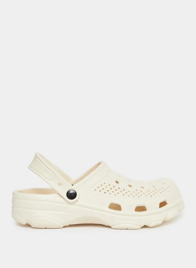 Take Two Styli Vamp Perforated Solid Heel Strap Clogs