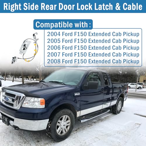 Qagea Rear Door Lock Latch & Cable - Right Passenger Side - Replacement for 2004-2008 Ford F150 Extended Cab Pickup, Upper and Lower Locking Latches Assembly Replaces# 8L3Z-18264A00-B 6L3Z-18264A00-B - Image 2