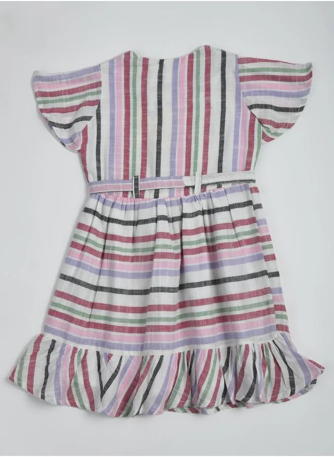 بيلا مودا Striped Casual Dress with Tie Belt