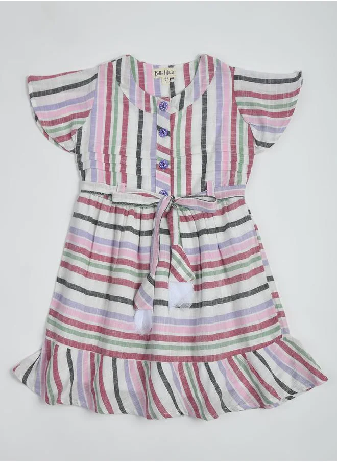 بيلا مودا Striped Casual Dress with Tie Belt