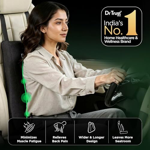 Dr Trust USA Car Seat Backrest Cushion, Orthopaedic Memory Foam Back Support for Comfortable Driving, Back Pain Relief, Lumbar Support, Spine Alignment, and Posture Correction - 3204 - Image 2