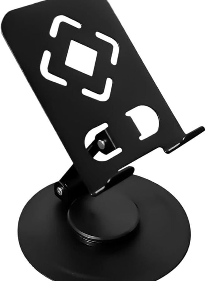Black Aluminum Adjustable Tablet Stand Holder with 360 Rotating Base for Drawing Video Conferencing and Movies - Image 2