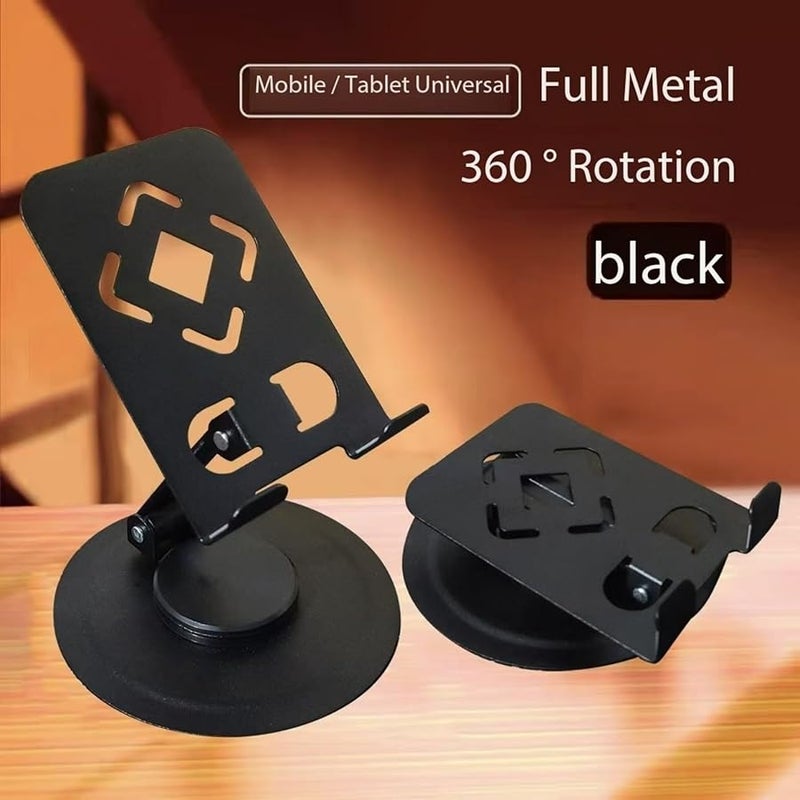 Black Aluminum Adjustable Tablet Stand Holder with 360 Rotating Base for Drawing Video Conferencing and Movies - Image 3