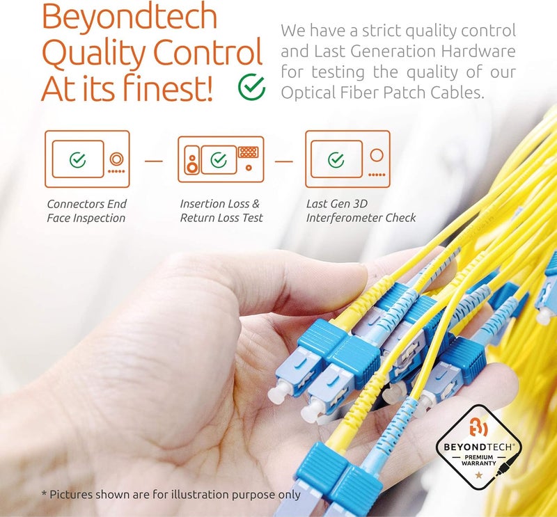 BEYONDTECH 15m (49.2ft) LC to LC Fiber Patch Cable – UPC Single-Mode Duplex Fiber Optic Cable – 9/125µm core, Compatible with OS1 & OS2 – LSZH PUREOptics Series - Image 5