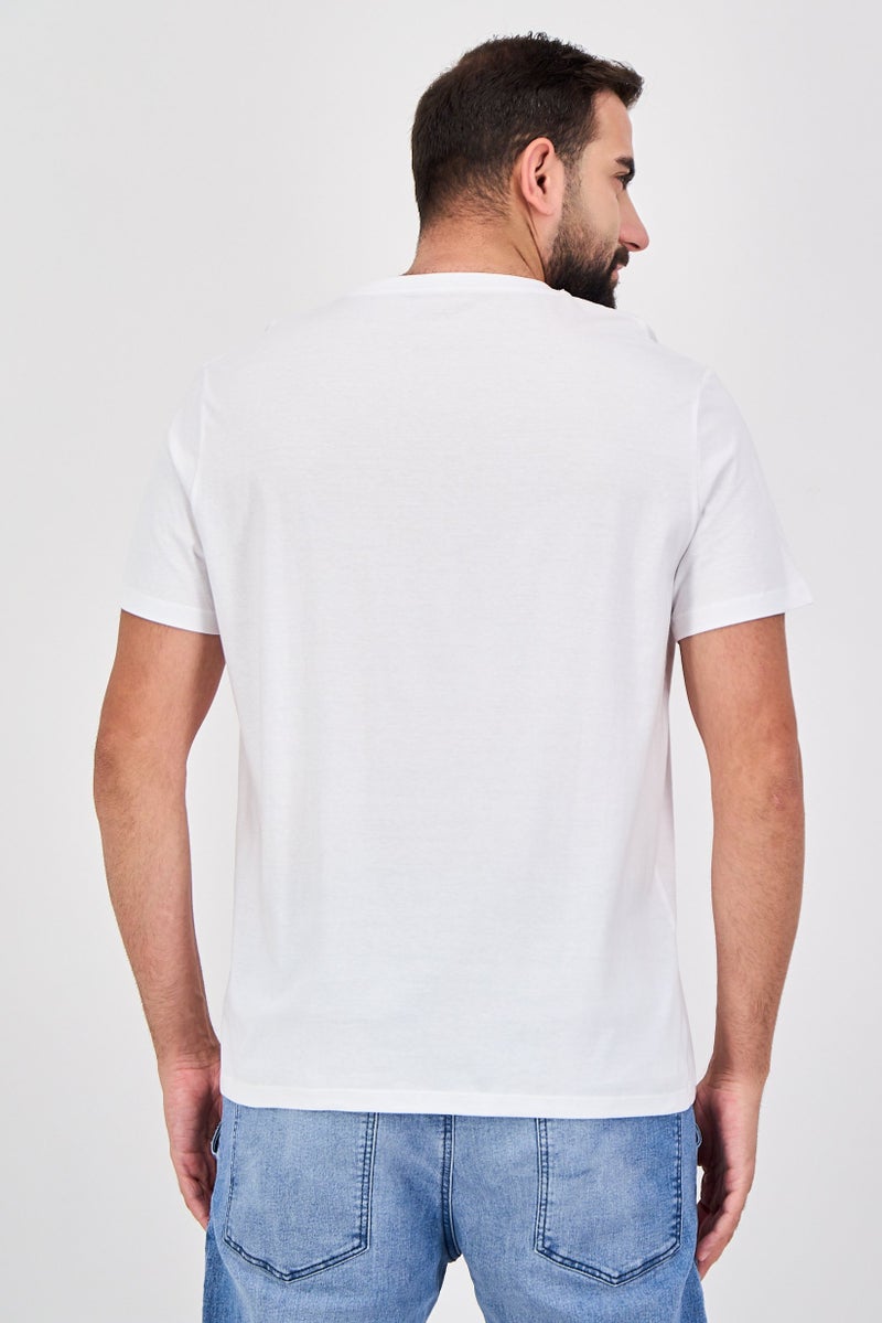 Celio Men Crew Neck Short Sleeve Graphic Print T-Shirt, White - Image 3