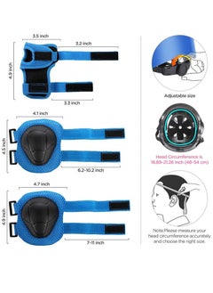 VUCATIN Kids Bike Helmet Set Skateboard Knee Pads Kids Helmet Elbow Pads Wrist Guards Adjustable for 2~8yrs Girl Boy Kids Protective Gear Set for Sport Cycling Bike Roller Skating Scooter (Blue)  - Image 4
