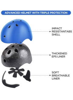 VUCATIN Kids Bike Helmet Set Skateboard Knee Pads Kids Helmet Elbow Pads Wrist Guards Adjustable for 2~8yrs Girl Boy Kids Protective Gear Set for Sport Cycling Bike Roller Skating Scooter (Blue)  - Image 2