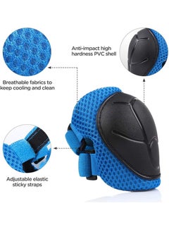 VUCATIN Kids Bike Helmet Set Skateboard Knee Pads Kids Helmet Elbow Pads Wrist Guards Adjustable for 2~8yrs Girl Boy Kids Protective Gear Set for Sport Cycling Bike Roller Skating Scooter (Blue)  - Image 3